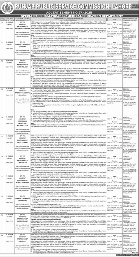 Punjab Public Service Commission PPSC Jobs Advertisement No 27-2025 1 PPSC jobs